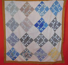 New ListingAntique Gingham Cotton Chambray Shirt Stripe Print Flying Geese Quilt Top Vtg