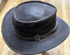 Overlander Jimy Black Leather Hat Made in Australia Brown  Size M