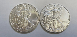 2021 $1 Type 1 American Silver Eagle Lot of 2 each- 1 oz Brilliant Uncirculated