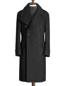 2023 new Men's jacket wool blend long jacket lapel double breasted trench coat