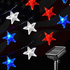 Solar 4Th of July Decorations, Red White Blue String Lights with 60 LED Big Star