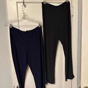 2 Pants- A Lot- Dumpling  Size 10 Straight Leg Pull On Pants Black  And Dark Nav
