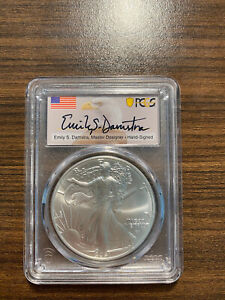 2021 American Silver Eagle ASE $1 PCGS MS 70 Type 2 Two 1st Strike Damstra Sign