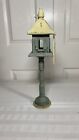 Vtg Green Pedestaled Bird House & Sign Newel Stand Hand painted Wood Shabby Chic