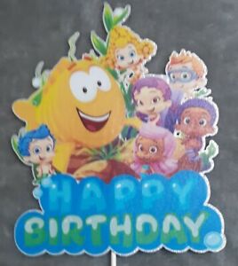 BUBBLE GUPPIES Silver glitter Birthday party cake Topper Birthday party supplies