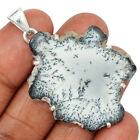 Natural Merlinite Dendritic Opal Slice 925 Silver Pendant Jewelry CP44565