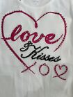 Inc Love & Kisses XO Rhinestone Heart White Ribbed Tank Top Small Valentine’s