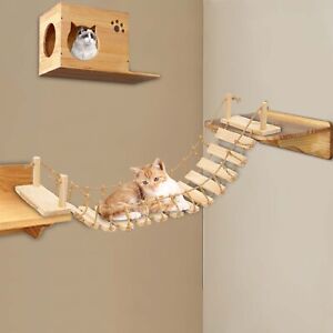 Cat Wall Shelves, Cat Bridge, Wood Cat Wall Furniture Cat Climbing Small-100cm