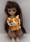 BJD Mini 6” Girl Doll 1/8  Brown Hair Small Unknown Brand Ball Jointed Plastic F