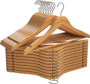 Wooden Hangers Pack of 20 & 80 Suit Hangers Premium Natural Finish Utopia Home