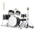 3/5 Pcs Complete Full Size Junior Drum Set Kit - Remo Heads, Brass Cymbals