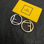 Gold and Silver Metal Fashion Signature F Hoops-