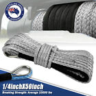 Synthetic Winch Rope Line Gray Recovery Cable 10000LBS SUV Pickup 1/4''x50' New