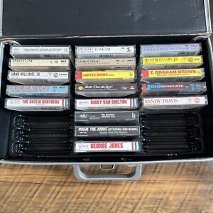 18 Country Music Cassette Tapes with Storage Carry Case Mixed Artists Lot