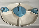 Vintage Turquoise California USA Pottery Lazy Susan Snack Dip Ordeuvre Set FLAW