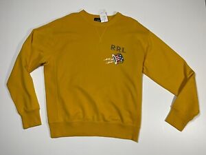 RRL Ralph Lauren Double V Fleece Gold Graphic Crewneck Sweatshirt Sz Large NWT