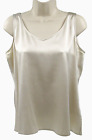 Eileen Fisher Silk Spandex Beige Sleeveless U Neck Shell Top Tank Size S