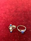 Sterling Silver Blue Gemstone Double Stone Rings Lot Sizes 1.5 6.25 (M87)