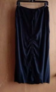Rare Vintage CONTRAST Black Maxi Skirt With 3 Pockets and Front Slit EUC