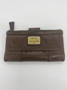 Fossil 'Long Live Vintage' Brown Leather Organizer Emory Clutch Wallet