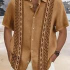 Men's Short Sleeve Button-Up Casual Cuban Guayabera Beach Wedding Dress Shirt