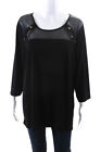 Designer Women's 3/4 Sleeve Blouse Black Size 2X