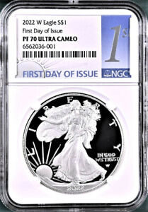 2022 w proof silver eagle ngc pf70 uc first day of issue 1st day label with coa