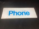 VINTAGE 70s  SMALL PAY PHONE BOOTH FRONT FROSTED WHITE GLASS LIGHT SIGN BLUE