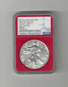 2021 (W) NGC MS70 EARLY RELEASES TYPE 1 RED CORE AMERICAN SILVER EAGLE (022)