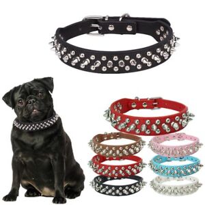 Spiked Small Dog Collars, Spiky Puppy Collar Durable PU Leather Girl Female M...