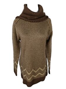 Celsius Woman's Sz XL Tan Brown Cotton Acrylic Cow Neck Sweater S10