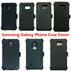 (Black) For Samsung Galaxy Phone Case Cover w/(Belt Clip fits Otterbox Defender)