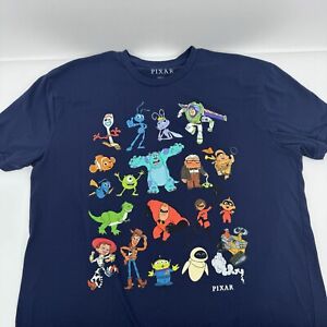 Disney Pixar T-Shirt Mens XL Blue Buzz Woody Incredibles Sully Doug Nemo Wall-E