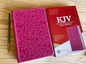 KJV Large Print Personal Size Bible 2020 Pink Leather-Touch