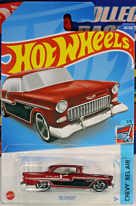 Hot Wheels 2022 Metalflake Red '55 Chevy #20, Hot Wheels Chevy Bel Air 1/5