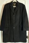 Vintage Men’s Black 100% CASHMERE Overcoat Trench Coat Hand Tailored READ = Size