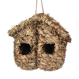 Hanging Hummingbird Bird House Two-Hole Garden Hand-woven Straw Bird Nest