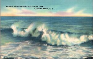 Vintage Postcard 1939 Mighty Breaker Crested Foam Carolina Beach North Carolina