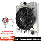 2Row Aluminum Radiator Shroud Fan For 92-00 Honda Civic Del Sol EK Integra DB DC (For: 2000 Honda Civic EX Coupe 2-Door 1.6L)