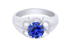 Men's Sterling Silver Blue Cubic Zirconia Bold Solitaire Ring
