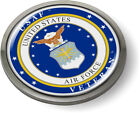 U.S. AIR FORCE, USAF VETERAN Domed Emblem Badge Car Sticker Chrome ROUND Bezel