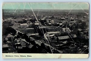 Milaca Minnesota Postcard Birds Eye View Buildings Street Road Trees 1920 Posted