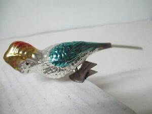 Vintage Christmas Glass Ornament -  Bird on Clip #346