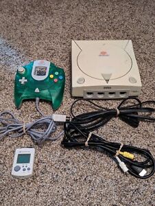 SEGA Dreamcast NTSC-U Console w/ AC + AV cables + Green Controller + VMU Tested