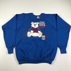 Vintage Bingo Sweatshirt Mens Extra Large Blue Crew Neck Bear Graphic