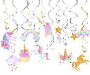 30 Ct Unicorn Hanging Swirl Decorations-Unicorn Party Decorations-Unicorn Bir...