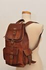 Men's Goat Leather Backpack Vintage Bag Travel Rucksack Genuine