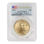 2021 $50 American Gold Eagle Type 2 PCGS MS70 First Strike 1oz Flag Label Coin