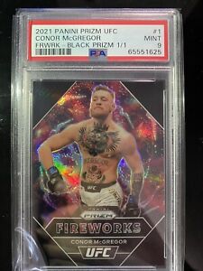 2021 UFC Prizm Conor McGregor Fireworks Black Prizm 1/1 PSA 9!