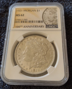 1921 MS62 100th Anniv 2021 Special Label Morgan Silver Dollar NGC